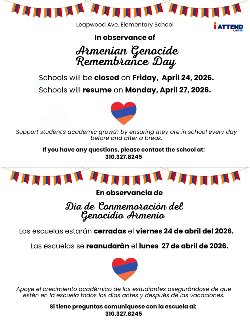 No School - in observance of Armenian Genocide Remembrance Day.